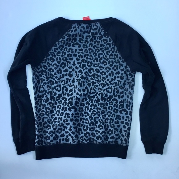 Nike Gray & Black Animal Print Baseball Style Sweatshirt Leopard - Picture 3 of 3
